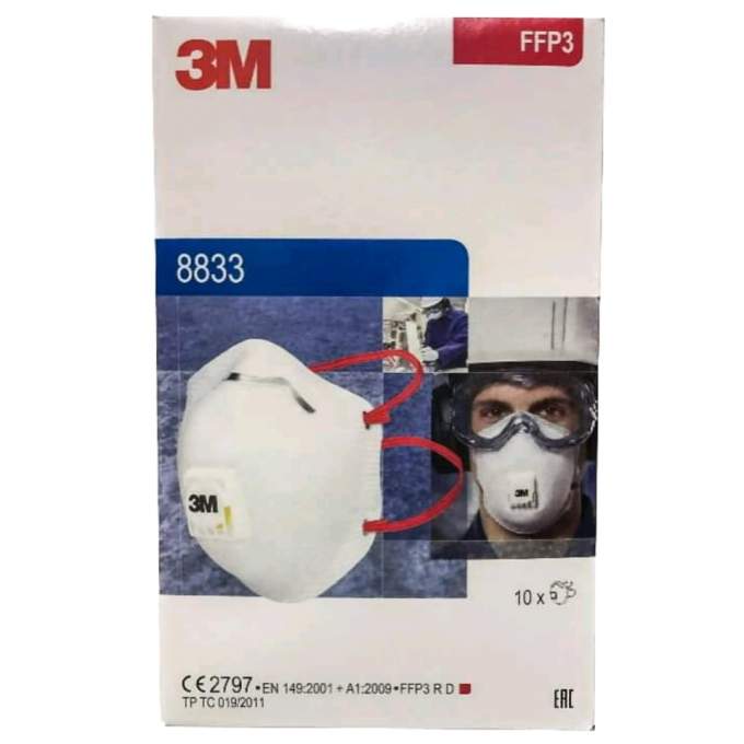 3M 8833 masque anti-poussière FFP3 coque avec valve