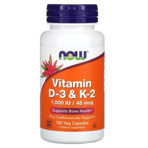 NOW Foods Vitamine D3 et K2 - 120 gélules végétales
