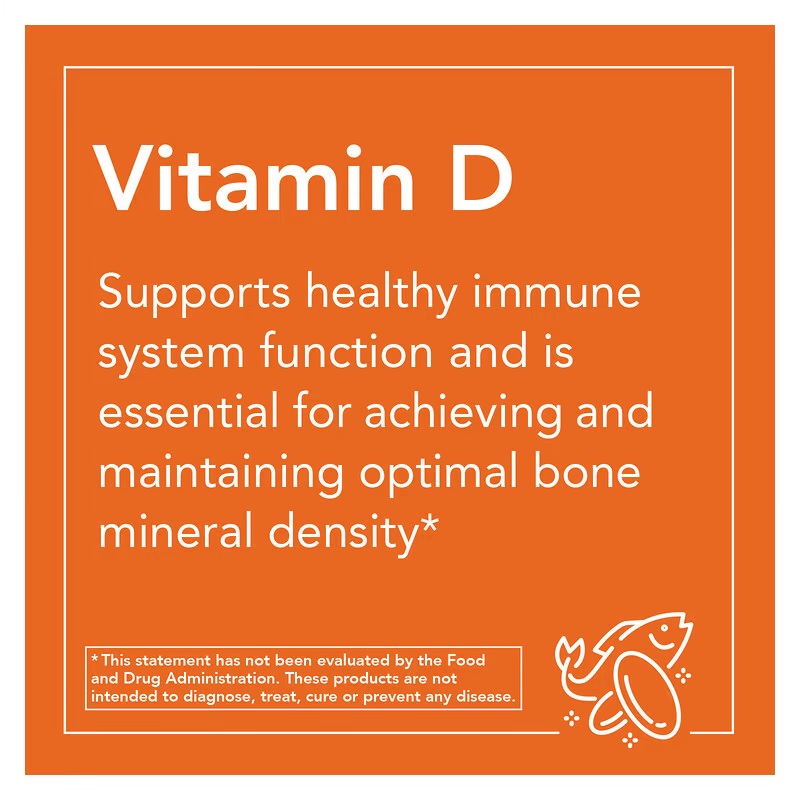 NOW Foods Vitamine D3 haute puissance 250 mcg (10 000 UI) - 120 gélules – Image 3