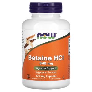NOW Foods betaine HCI - Chlorhydrate de bétaïne 648 mg - 120 capsules végétariennes