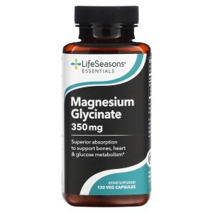 LifeSeasons magnésium glycinate 350 mg Absorption supérieur - 120 capsules végétariennes