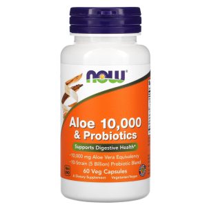 NOW Foods Aloe 10 000 et Probiotiques - 60 Gélules végétales