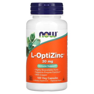 NOW Foods L-OptiZinc + cuivre 30 mg - 100 gélules végétales