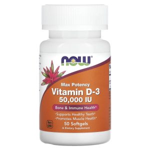 NOW Foods Vitamine D3 50000UI efficacité maximale - 50 capsules à enveloppe molle