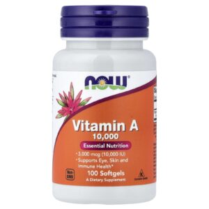 NOW Foods Vitamine A 10000 IU - 100 capsules molles gélatine bovine