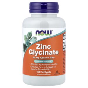 NOW Foods Zinc Glycinate 30 mg - 120 capsules molles